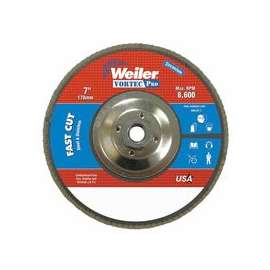 Vortec Pro Abrasive Flap Discs, 7", 40 Grit, 5/8 Arbor, 8,600 rpm, Phenolic