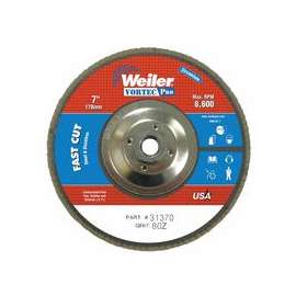 Vortec Pro Abrasive Flap Discs, 7", 80 Grit, 5/8 Arbor, 8,600 rpm, Phenolic