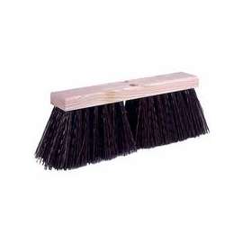 Street Brooms, 16 in Hardwood Block, 5 1/4 in Trim L, Brown Polypropylene Fill