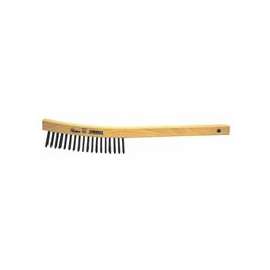 Curved Handle Scratch Brushes, 14 in, 4 X 18 Rows, Steel Wire, Wood Handle