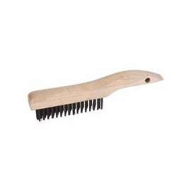 Shoe Handle Scratch Brushes, 10 in, 2X17 Rows, Stainless Steel Wire, Wood Handle