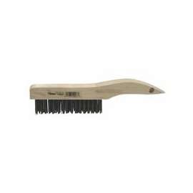 Shoe Handle Scratch Brushes, 10 in, 4 X 16 Rows, Steel Wire, Wood Handle