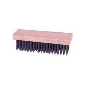 Block Type Scratch Brushes, 7 1/4", 6X19 Rows, Round Steel Wire, Wood Handle