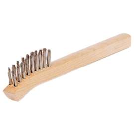 Small Hand Scratch Brushes, 7 1/2 in, 3 X 7 Rows, SS Wire, Curved Plastic Handle