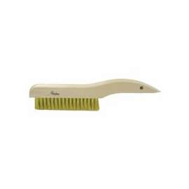 Plater's Brushes, 13 in, 3 X 19 Rows, Brass Wire, Curved Wood Handle