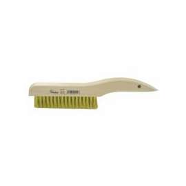 Plater's Brushes, 10 in, 4 X 18 Rows, Brass Wire, Curved Wood Handle
