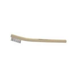 Small Hand Scratch Brushes, 6 in, 3 X 10 Rows, Brass Wire, Curved Wood Handle