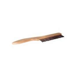 Shoe Handle Scratch Brushes, 10 in, 1X17 Rows, SS Wire, 3/4 in Trim, Wood Handle