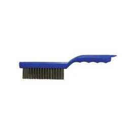 Shoe Handle Scratch Brushes, 11 in, 4X16 Rows, Stainless Steel Wire, Wood Handle