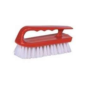 Hand Scrub Brush, 6 in Plastic Block, 1 1/8 in Trim L, White Polypropylene Fill