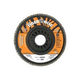 Trimmable Tiger Flap Discs, 4 1/2 in, 40 Grit, 7/8 in Arbor, 13,000 rpm