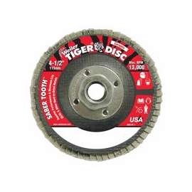 Saber Tooth Ceramic Flap Discs, 4 1/2 in, 40 Grit, 5/8 in Arbor, 13,000 rpm