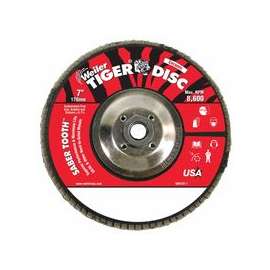 Saber Tooth Ceramic Flap Discs, 7, 40 Grit, 5/8 Arbor, 12,000 rpm