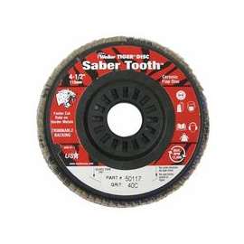 Saber Tooth Trimmable Ceramic Flap Discs, 4 1/2", 40 Grit, 7/8 Arbor, 13,000 rpm