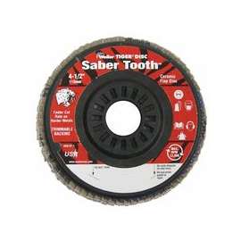 Saber Tooth Trimmable Ceramic Flap Discs, 4 1/2", 60 Grit, 7/8 Arbor, 13,000 rpm