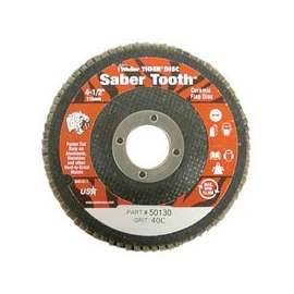 Saber Tooth Abrasive Flap Discs, Ceramic, 4 1/2 in Dia. x 7/8 in 40 Grit