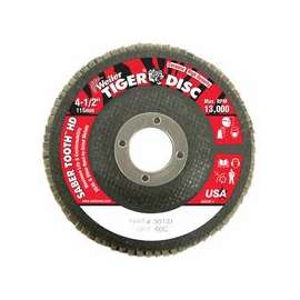 Saber Tooth Abrasive Flap Discs, Ceramic, 4 1/2 in Dia. x 7/8 in, 60 Grit