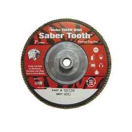 Saber Tooth Abrasive Flap Discs, Ceramic, 7 in Dia. x 5/8 in, 40 Grit
