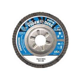 Tiger Disc Angled Style Flap Discs, 4 1/2", 40 Grit, 7/8 Arbor, Aluminum Back