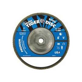 Tiger Disc Angled Style Flap Discs, 7", 80 Grit, 5/8 Arbor, Aluminum Back
