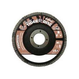 Tiger Disc Angled Style Flap Discs,4 1/2",40 Grit,7/8 Arbor,Phenolic Back,Alum