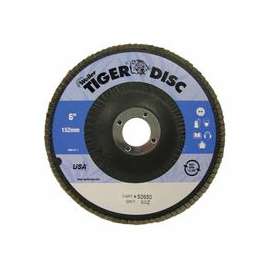 Tiger Disc Abrasive Flap Discs, 6",60 Grit, 7/8 Arbor, 10,200 rpm, Phenolic Back