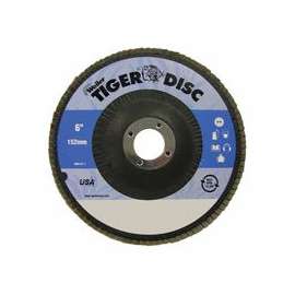 Tiger Disc Abrasive Flap Discs, 6 in,80 Grit, 7/8 Arbor, 10,200 rpm