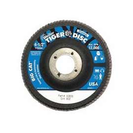 Big Cat High Density Flat Style Flap Discs, 4.5", 80 Grit, 7/8 Arbor, 12,000 rpm