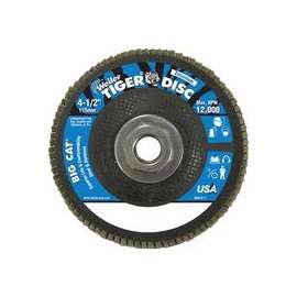 Big Cat High Density Flat Style Flap Discs, 4.5", 40 Grit, 5/8 Arbor, 12,000 rpm
