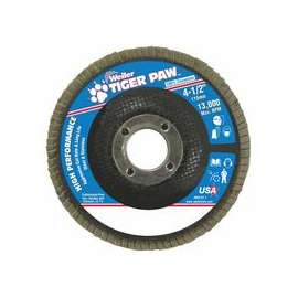 Tiger Paw Coated Abrasive Flap Discs,4 1/2",36 Grit,7/8 Arbor,Phenolic,13000rpm