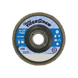 Tiger Paw Coated Abrasive Flap Discs,4 1/2",60 Grit,7/8 Arbor,Phenolic,13000rpm