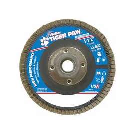 Type 29 Tiger Paw Angled Flap Discs, 4 1/2", 36 Grit, 5/8 Arbor, 13,000 rpm