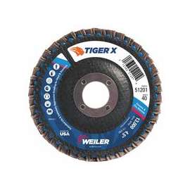 TIGER X Flap Disc, 4 1/2 in Angled, 40 Grit, 7/8 in Arbor