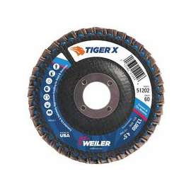 TIGER X Flap Disc, 4 1/2 in Angled, 60 Grit, 7/8 in Arbor