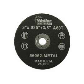 Wolverine Thin Cutting Wheels, 3 in Dia, .035 in Thick, 60 Grit, Aluminum Oxide