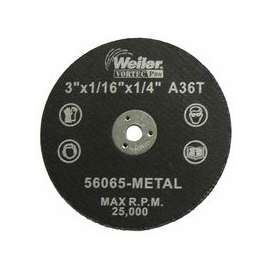 Wolverine Thin Cutting Wheels, 3 in Dia, 1/16 Thick, 1/4 Arbor, 36 Grit
