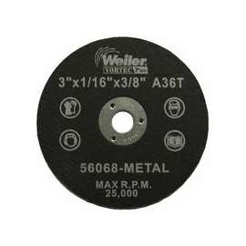 Wolverine Thin Cutting Wheels, 3 in Dia, 1/16 Thick, 3/8 Arbor, 36 Grit
