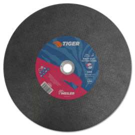 Tiger Large Cutting Wheels, 14 in Dia., 3/32 in Thick, 1 in Arbor, 36 Grit