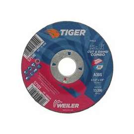 Tiger Combo Wheels, 4 1/2 in Dia, 7/8 in Arbor, 30 Grit
