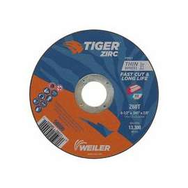 Tiger Zirc Thin Cutting Wheels, 4 1/2 in Dia, .045 Thick, 7/8 in Arbor, Grit 60