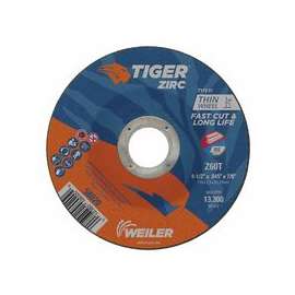 Tiger Zirc Thin Cutting Wheel, 4 1/2" Dia, .045 Thick, 5/8"-11 Arbor, Grit 24