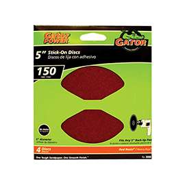 Gator 3000 Stick-On Sanding Disc, 150-Grit, Fine Grade, Aluminum Oxide, 5 in Dia