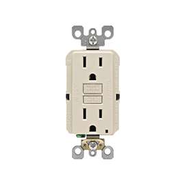 Leviton R06-GFNT1-0KT Duplex GFCI Receptacle, 15 A, 2-Pole, 5-15R, Light Almond