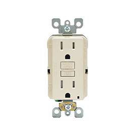 Leviton R96-GFTR1-0KT Duplex GFCI Receptacle, 15 A, 2-Pole, 5-15R, Light Almond