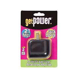 GetPower GP-AC2USB-BLK USB to AC Home Adapter, 2.4 A Charging, Black