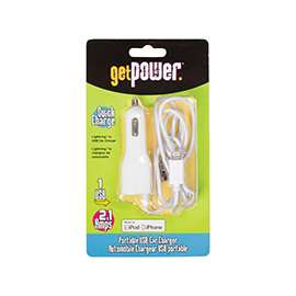 GetPower GP-PCUSB-IPH5 Vehicle Charging Cable, White