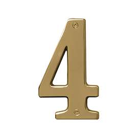 HY-KO Prestige BR-51PB/4 House Number, Character 4, 5 in H Character, Brass Character
