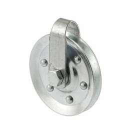 Prime-Line GD 52109 Pulley with Strap and Axle Bolt, 3 in Dia, 5/16 in Dia Bore, Galvanized Steel