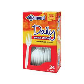 diamond 00047 Dinnerware Fork Set, Polystyrene, White, 24 Box