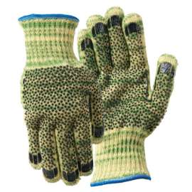 Metalguard Heavy Weight Gloves with PVC Dots, X-Large, Gray/Green/Yellow